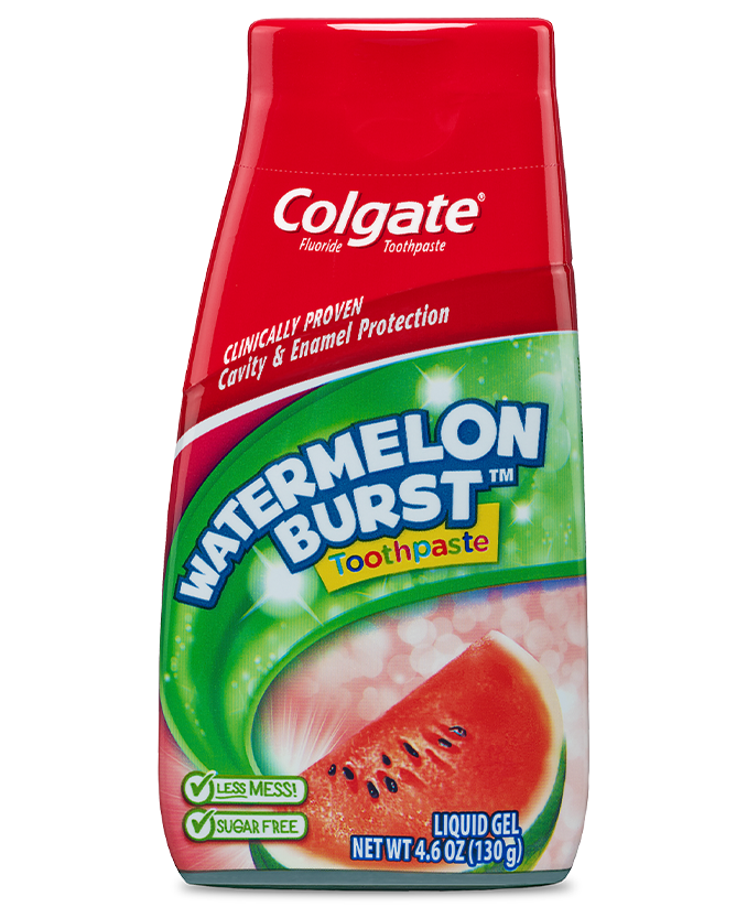 Packshot of Colgate<sup>®</sup> Kids 2in1 Watermelon Burst<sup>™</sup> Toothpaste