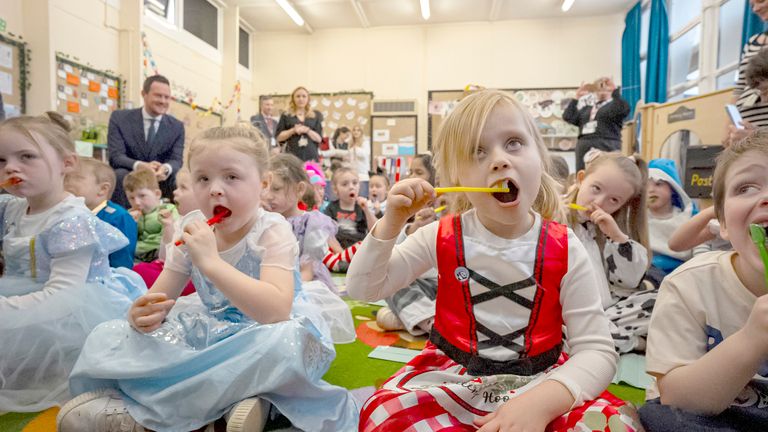 Press Release photo from Day 1 of Supervised Brushing launch