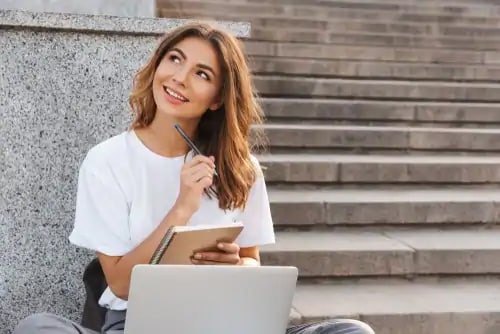 woman researching black spots in mouth