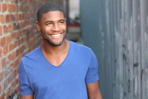 man smiling outside