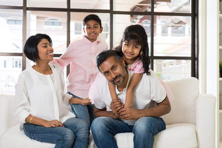 Family at home on the counch