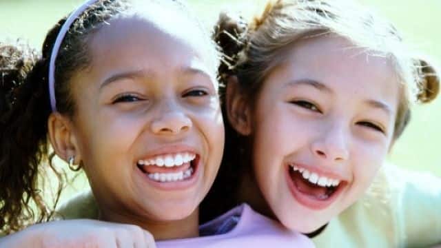 young girls smiling