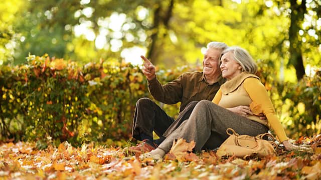 Couple in autumn park