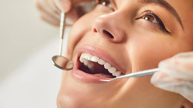 Woman in a dentist appoiment
