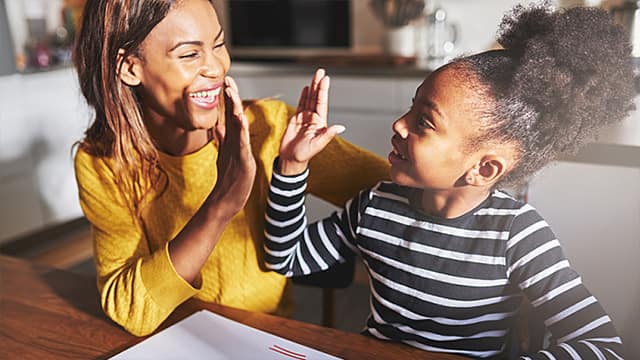 Mom and daughter talking about white strips