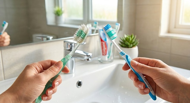 Hombre cepillándose los dientes