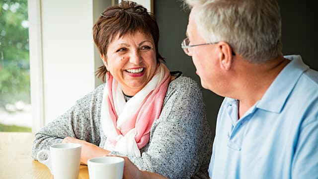 senior couple drinking coffee 