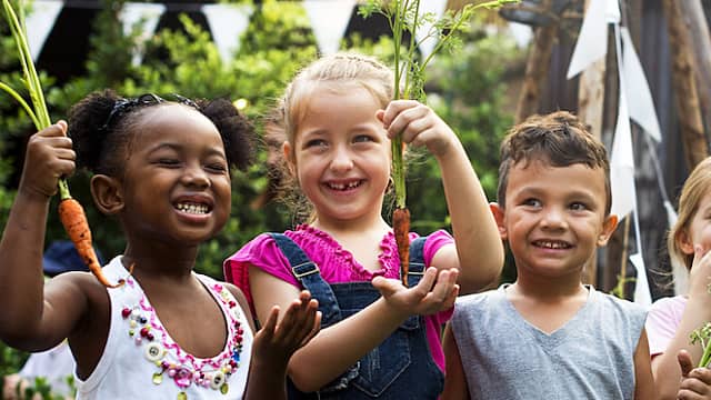 Group of children in a garden