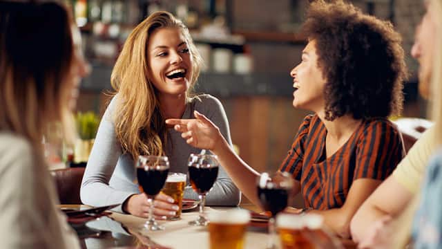 Friends having drinks at a restaurant