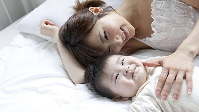 mother comforting baby