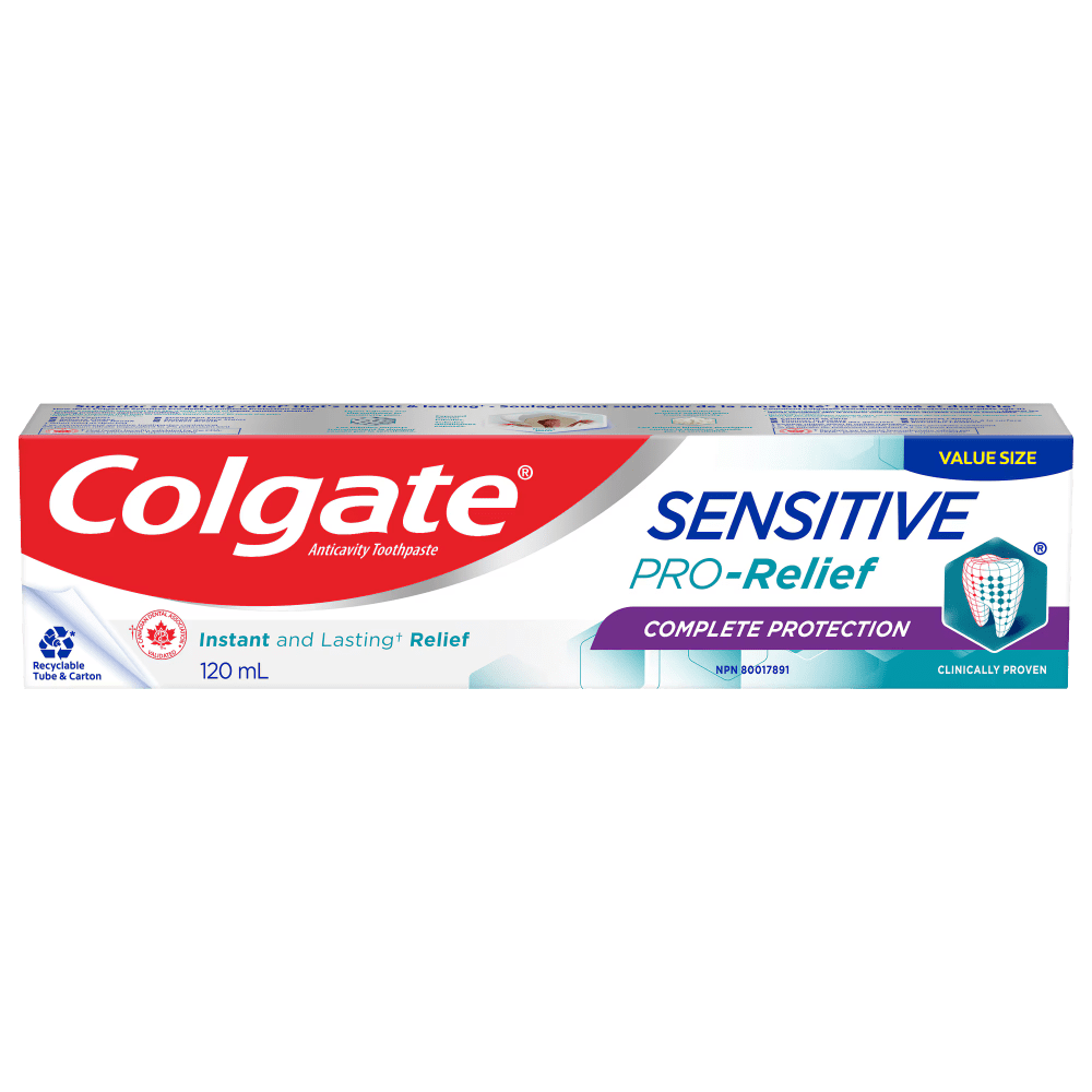 Colgate Sensitive Pro-Relief Complete Protection toothpaste for sensitive teeth, providing instant and lasting relief.