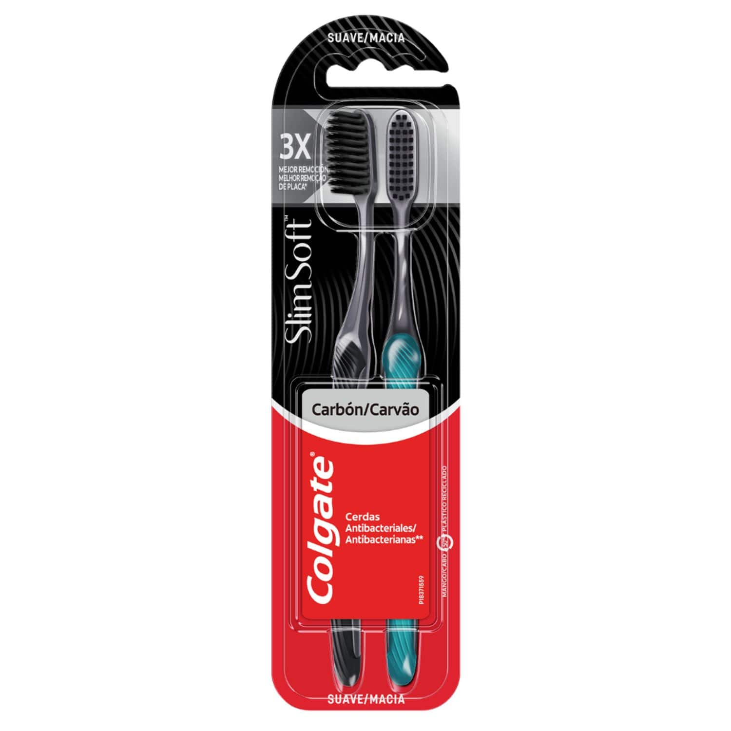 Cepillo de Dientes Colgate Slim Soft Carbón, Suave x