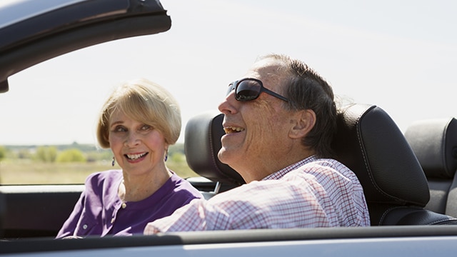 couple driving a car