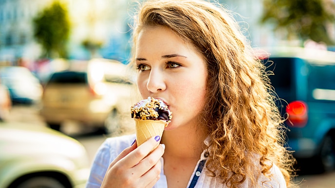 Girl eating an ice cream cone