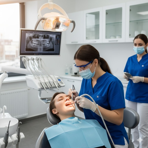 Amigos sonriendo en el computador