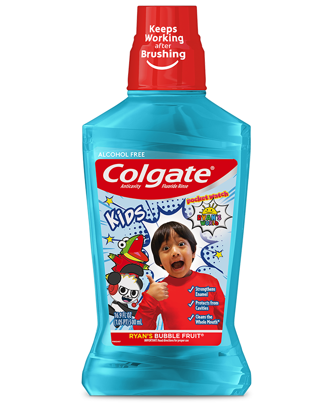 Packshot of Colgate<sup>®</sup> Kids Mouthwash, Ryan's World, Bubble Fruit - 500 ml 16.9 fluid ounce