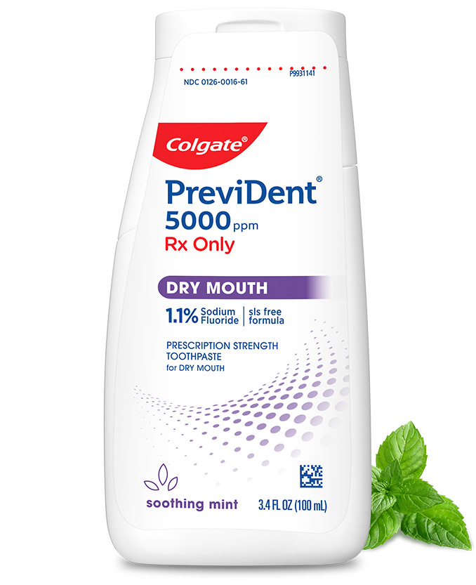 Packshot of PreviDent<sup>®</sup> 5000 Dry Mouth (1.1% Sodium Fluoride) Prescription Strength Toothpaste For Dry Mouth (Rx Only)