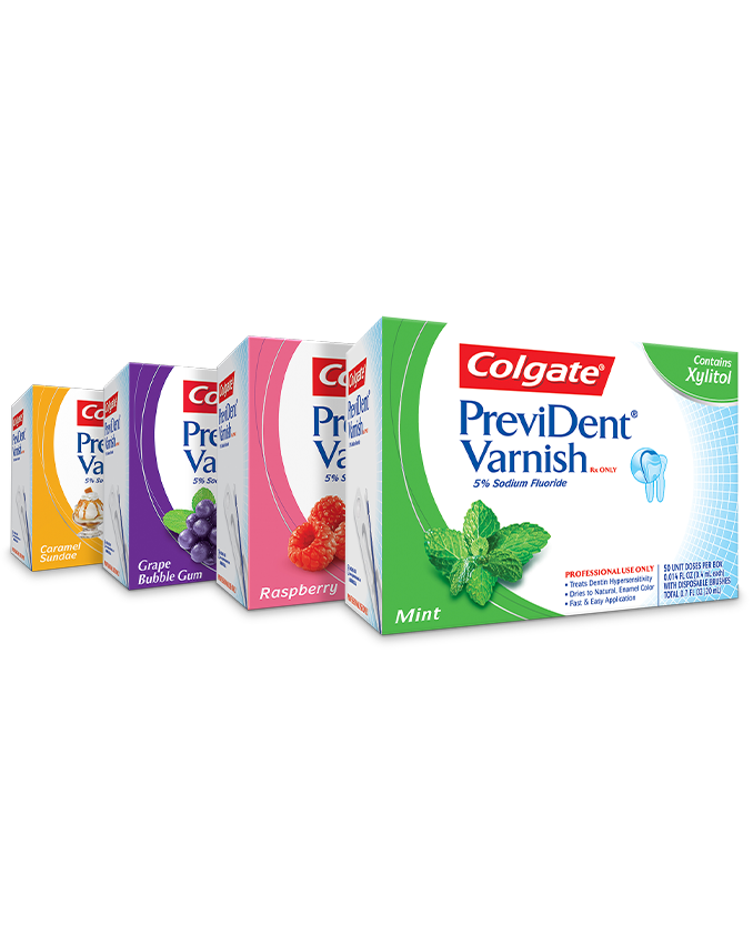 Packshot of Colgate<sup>®</sup> PreviDent<sup>®</sup> Varnish (5% Sodium Fluoride - Rx Only)