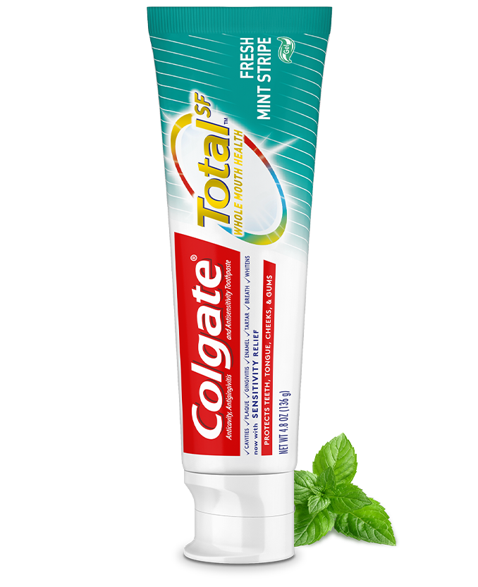 Packshot of Colgate Total<sup>SF</sup> Fresh Mint Stripe<sup>™</sup> Gel Toothpaste