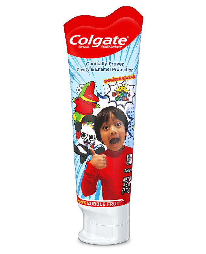 Packshot of Colgate Kids Toothpaste with Fluoride, Ryan's World, 4.6 ounces