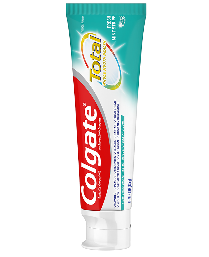 Packshot of Colgate Total<sup>SF</sup> Fresh Mint Stripe<sup>™</sup> Gel Toothpaste