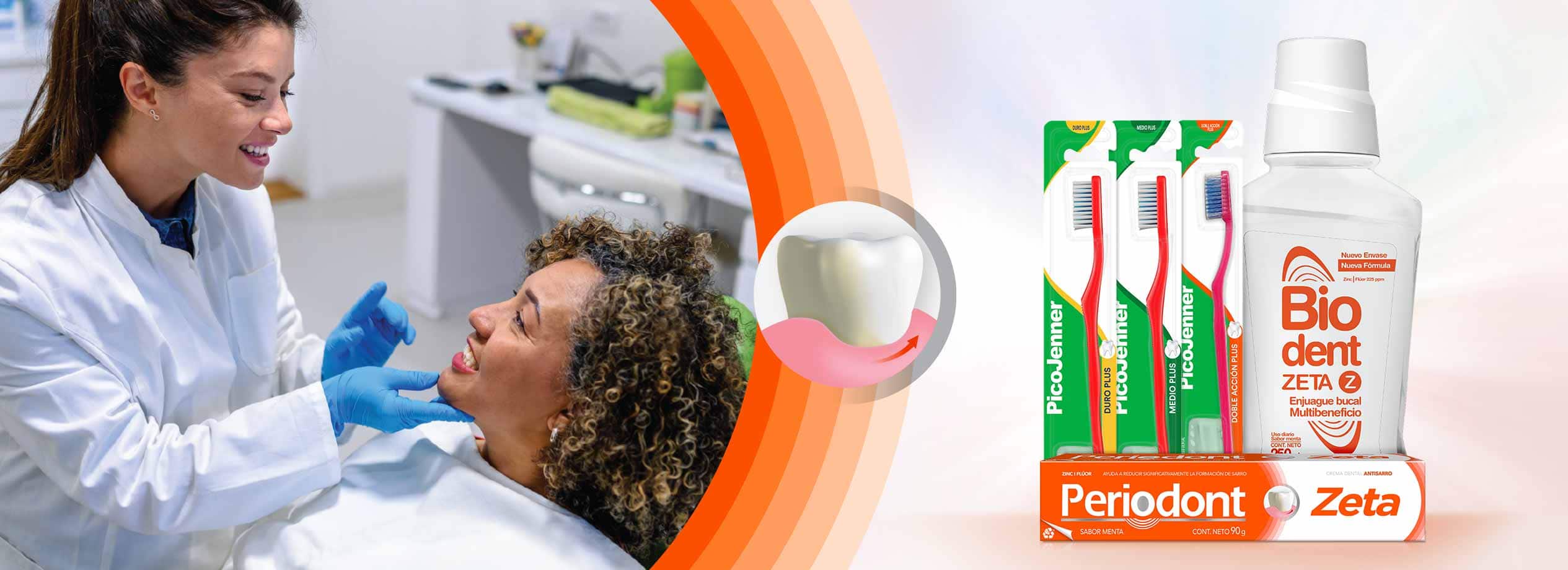 Imagen de mujer sosteniendo una pasta dental Colgate Total, mostrando el producto que ofrece protección antibacterial durante 24 horas para una salud bucal completa