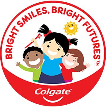 Colgate logo bright smiles, bright future with children smiling brightly