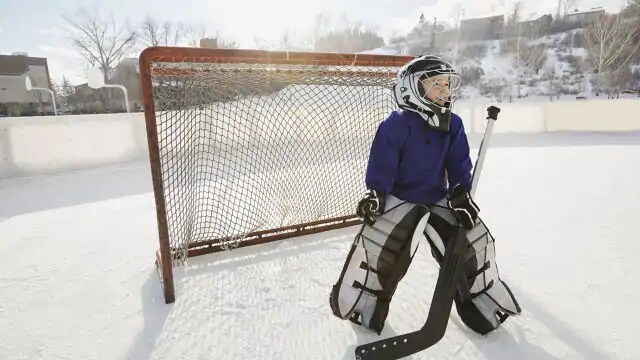 hockey goalie wearing mouth guard