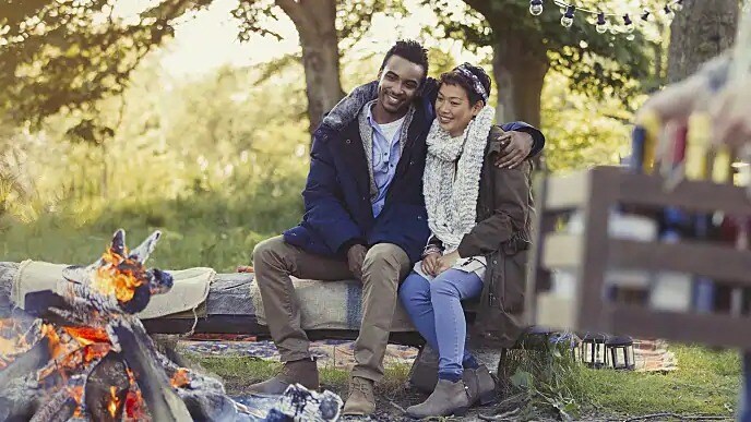 couple with ceramic braces smiling
