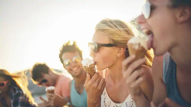 woman eating ice cream