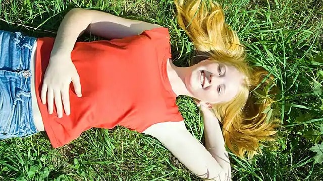 girl smiling outside