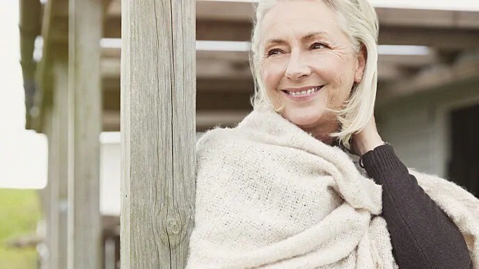 woman smiling outside