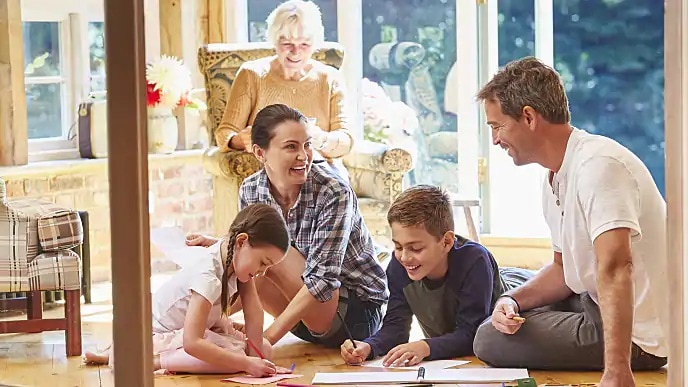 family coloring together