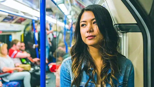 woman on train