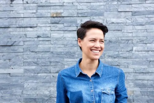 woman smiling outside woman smiling outside