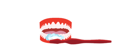 Clip art of Colgate toothbrush brushing denture Clip art of Colgate toothbrush brushing denture