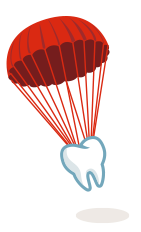 clipart of tooth enamel with a parachute