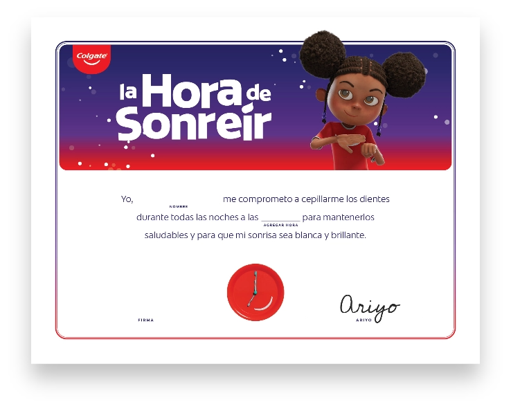 La hora de sonreír certificado de compromiso Ariyo