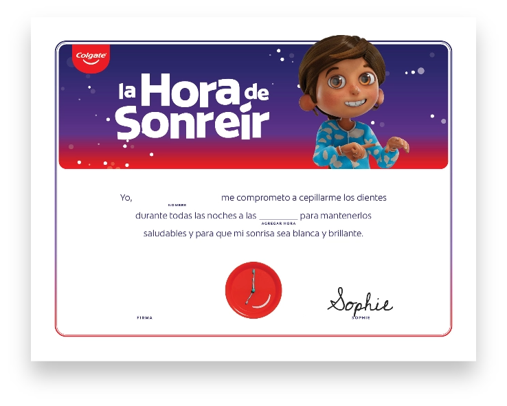 La hora de sonreír certificado de compromiso Sophie