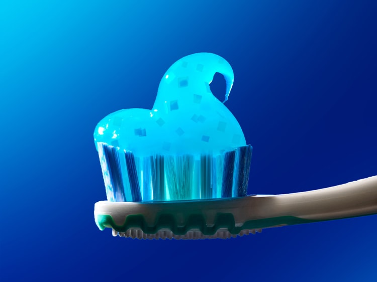 toothbrush with toothpaste