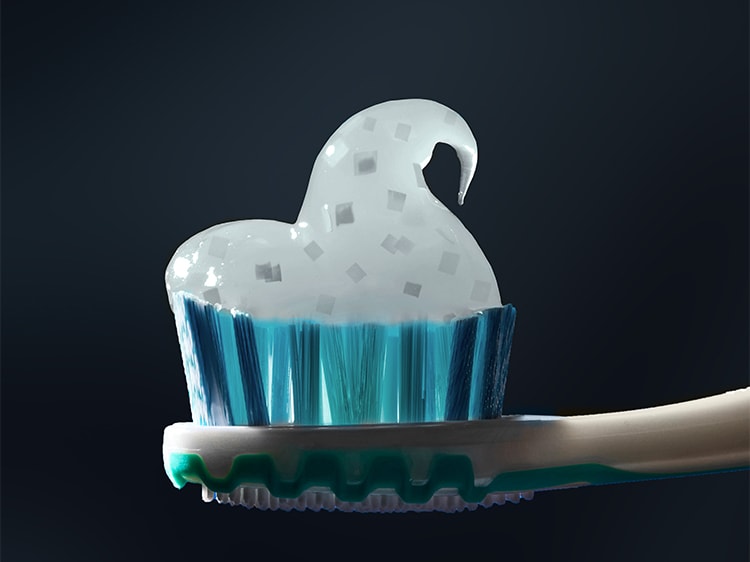 toothbrush with toothpaste