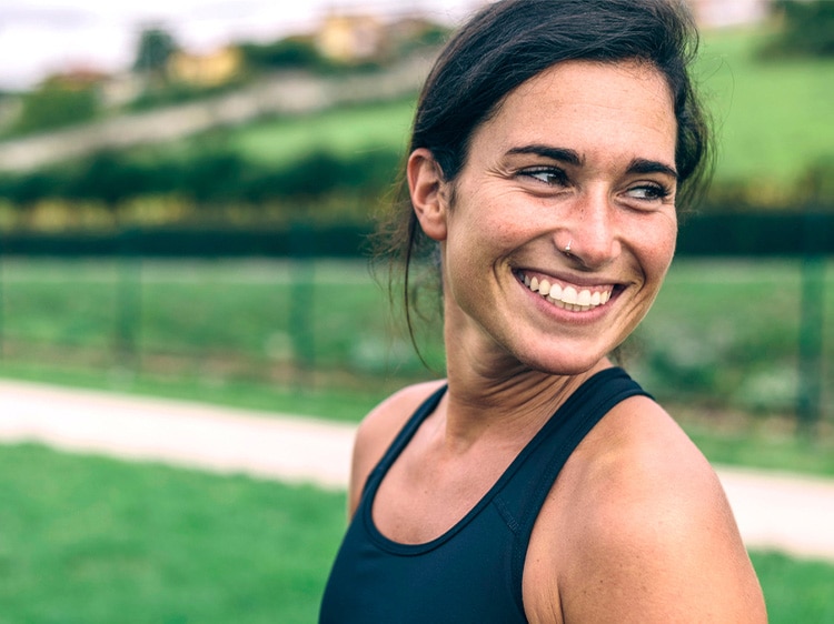 woman smiling during walk