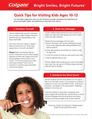 Classroom Visit Guide for Volunteers (Ages 10-12)