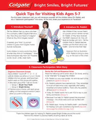 Classroom Visit Guide for Volunteers (Ages 5-7)