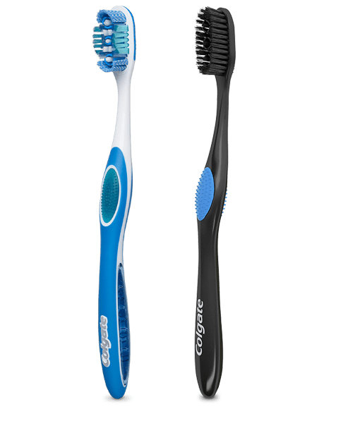 blue and black Colgate toothbrush