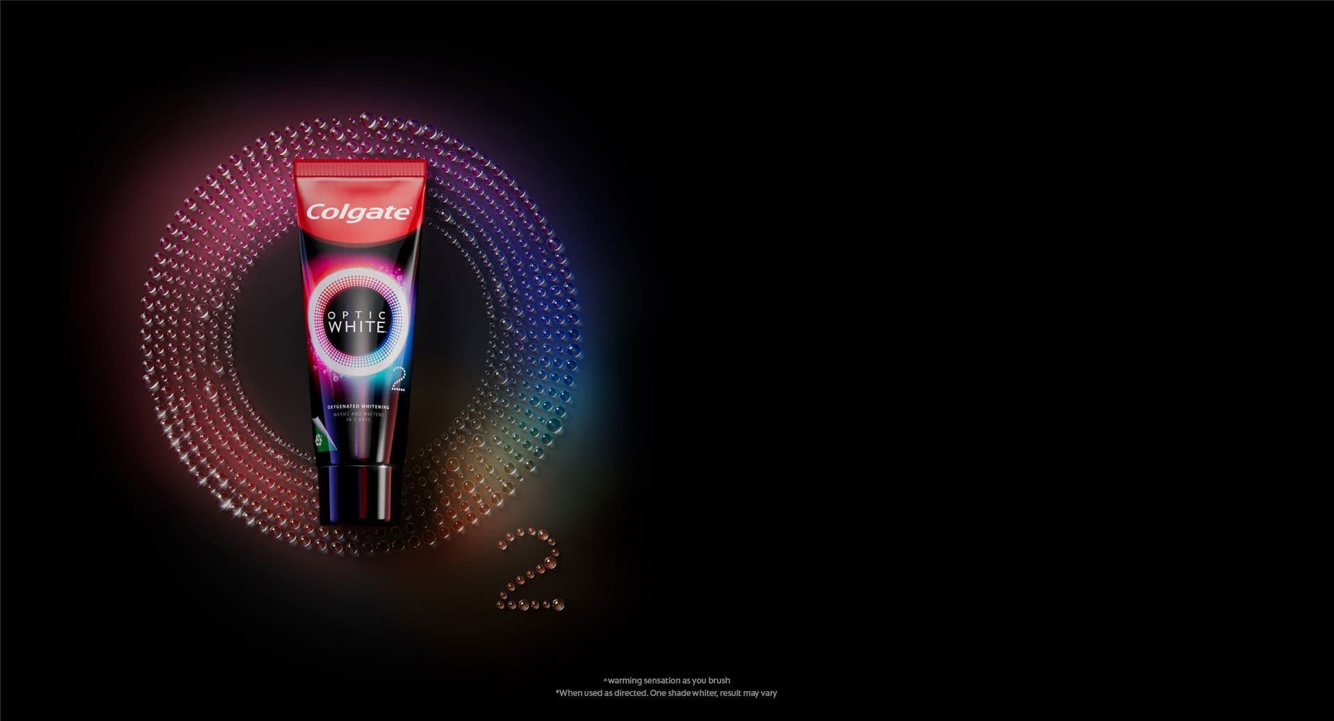 Solo shot of Colgate's Optic White O2 Toothpaste; image used for introducing Colgate's best teeth whitening product