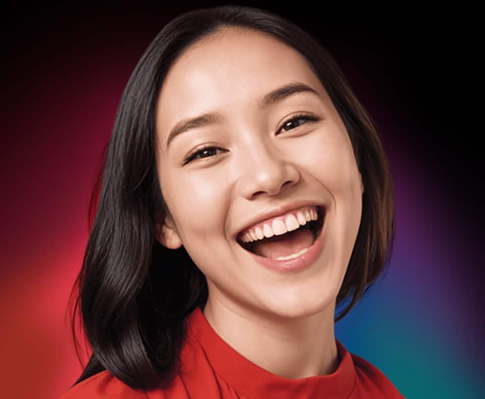 Two beautiful women smiling with their white teeth Two beautiful women smiling with their white teeth