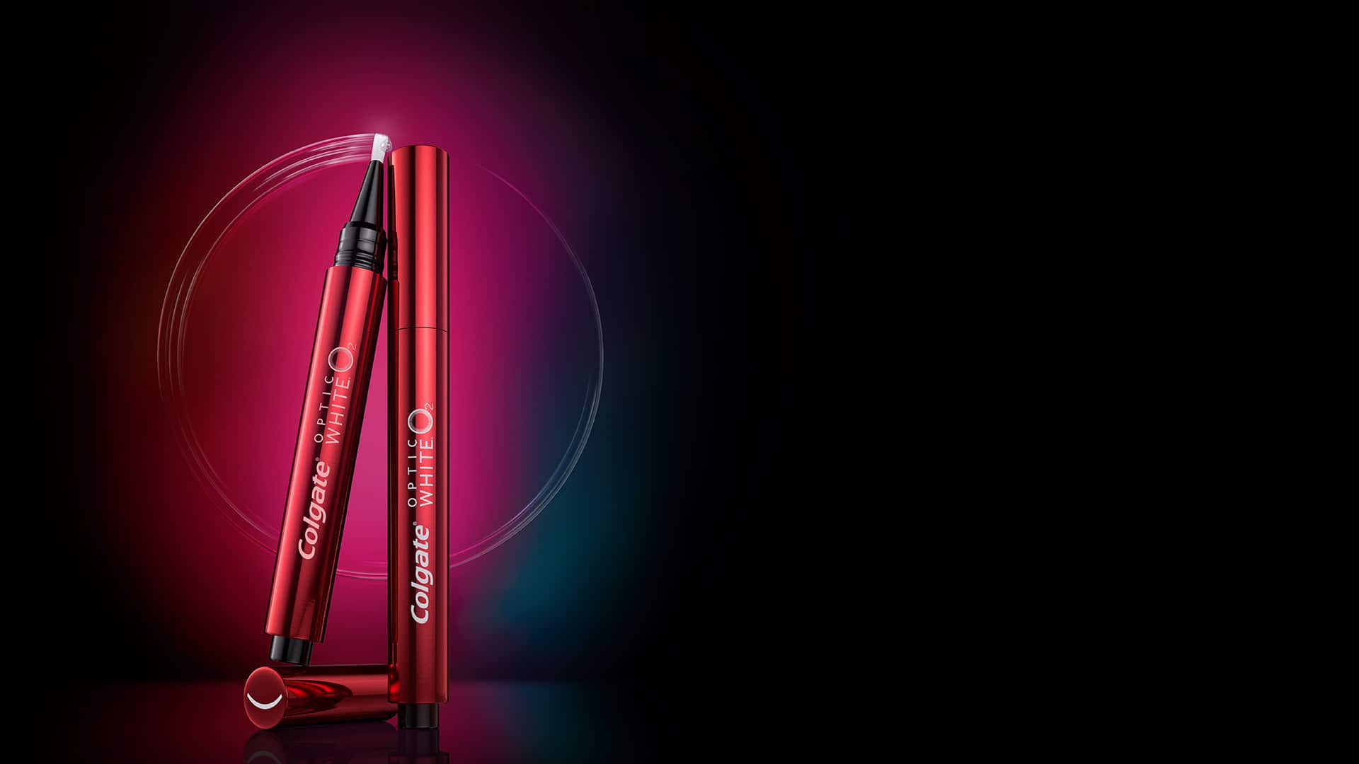 Close-up of Colgate's Optic White O2 Teeth Whitening Pen
