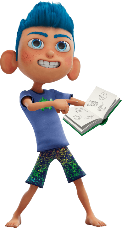 Niño Back to school con Colgate Kids sosteniendo un libro