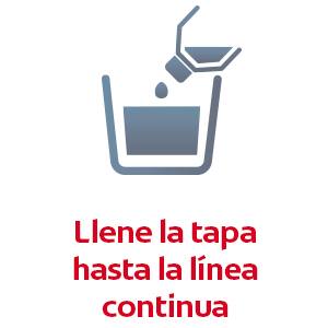 Llene la tapa hasta la línea continua Llene la tapa hasta la línea continua